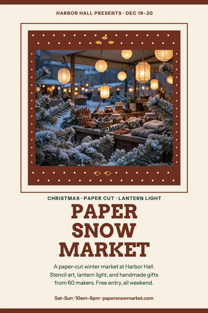 Paper Snow Market Christmas poster template