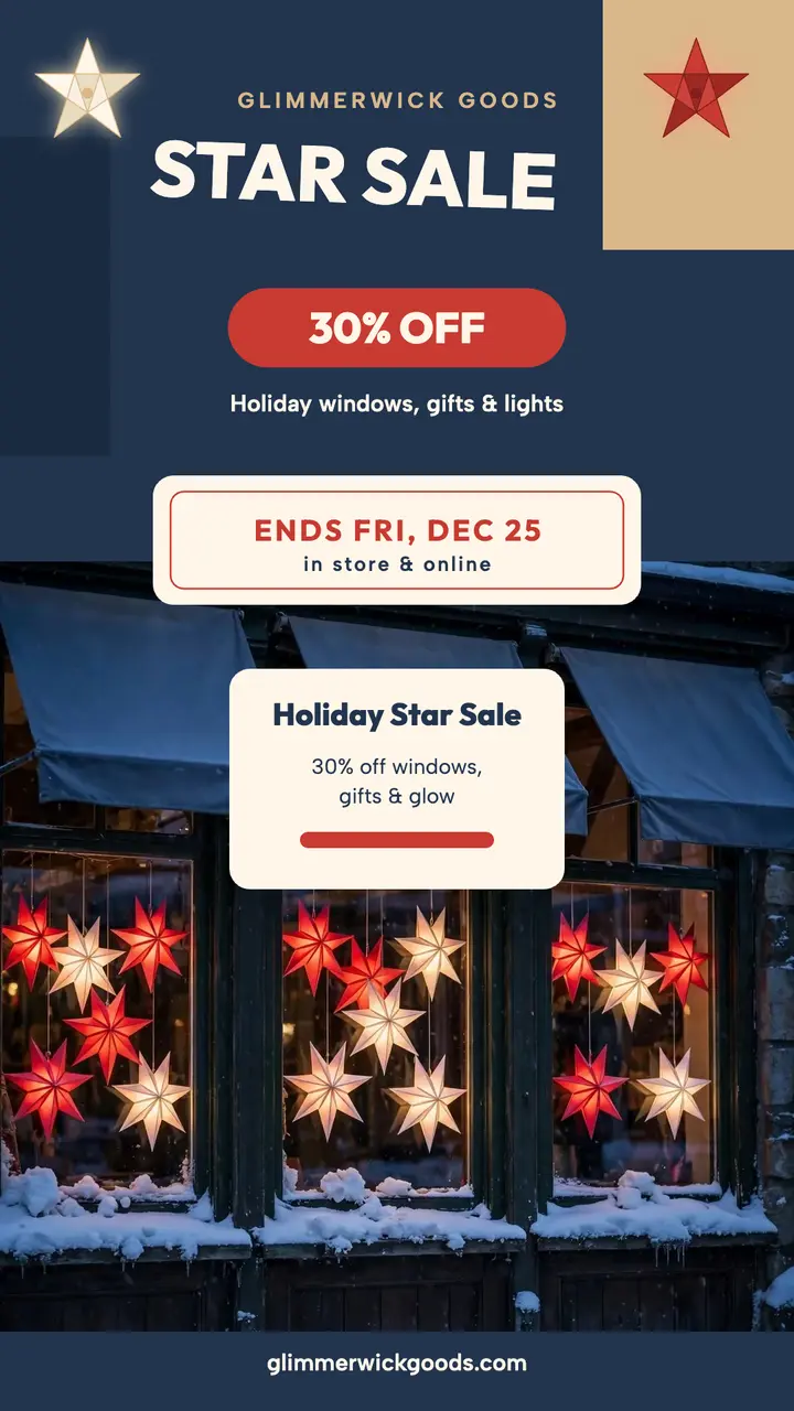 Glimmerwick Goods holiday star sale story template