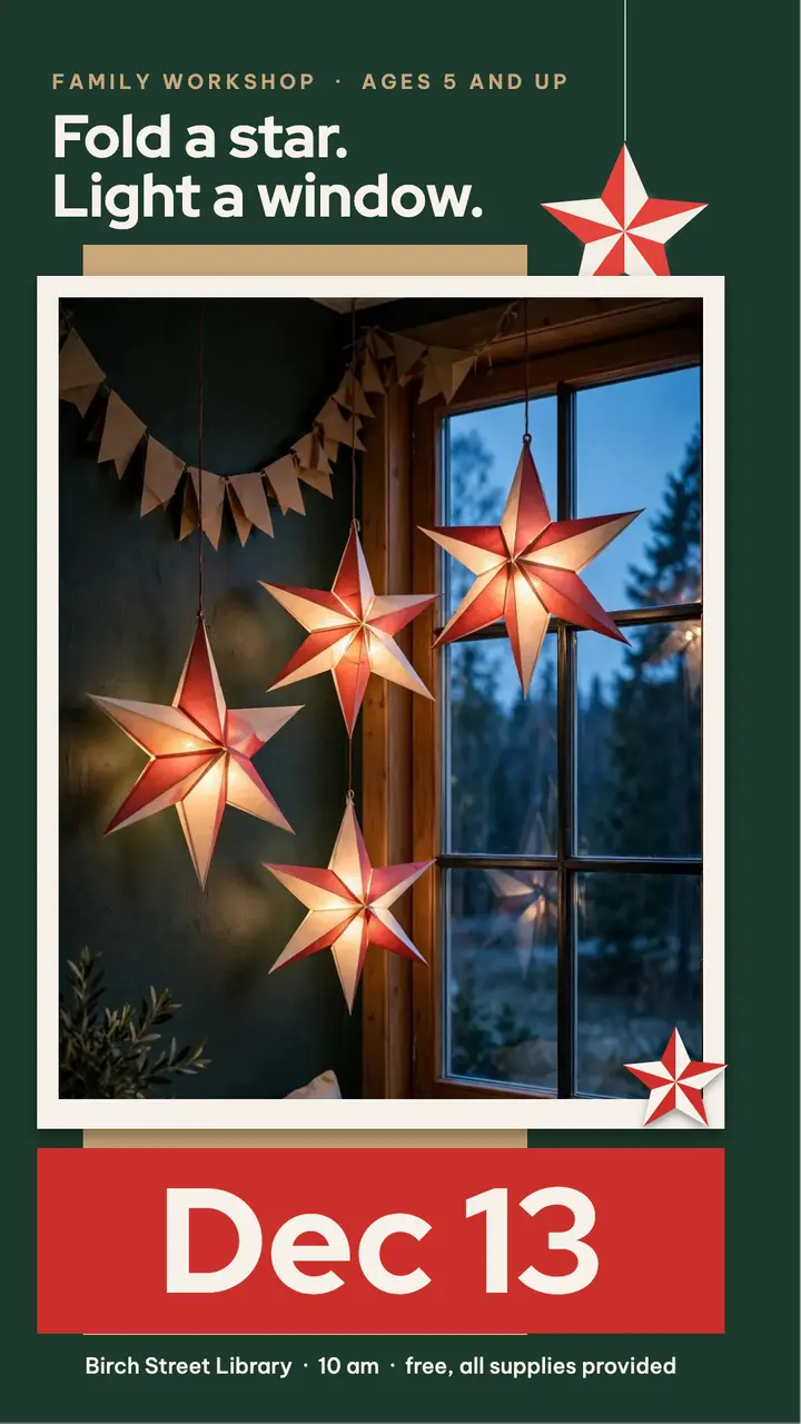 Birch Street paper star lantern workshop template