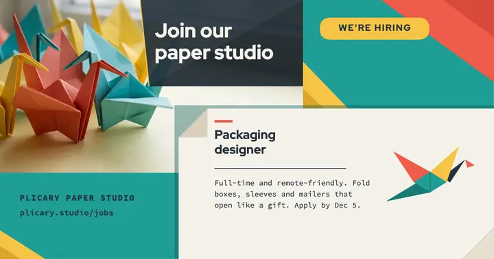 Paper studio packaging designer hiring post template