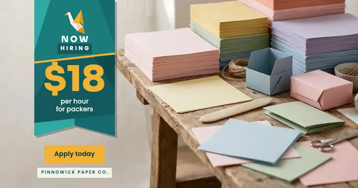 Paper studio hiring post, origami banner: hiring post template