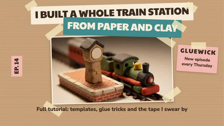 Paper train station build template