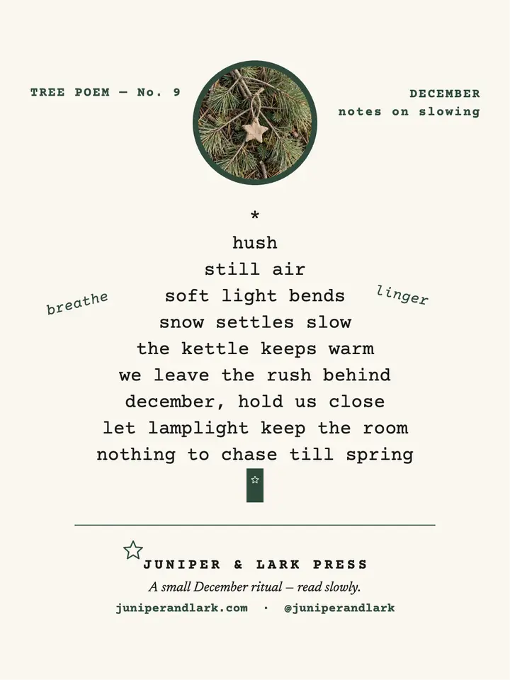 Slow December tree poem portrait: christmas tree poem post template