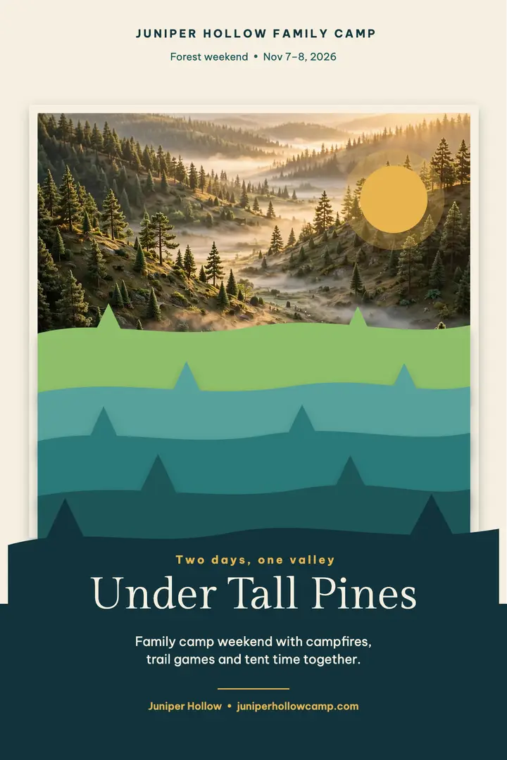 Juniper Hollow Family Camp poster template