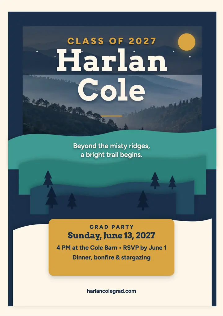 Harlan Cole papercut ridge grad flyer: graduation flyer template
