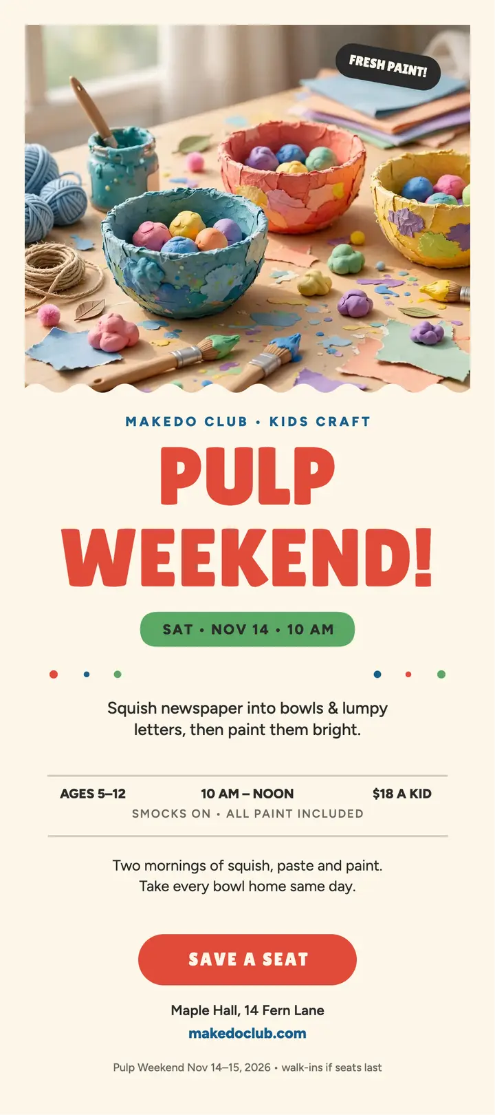 Makedo Club pulp weekend craft card template