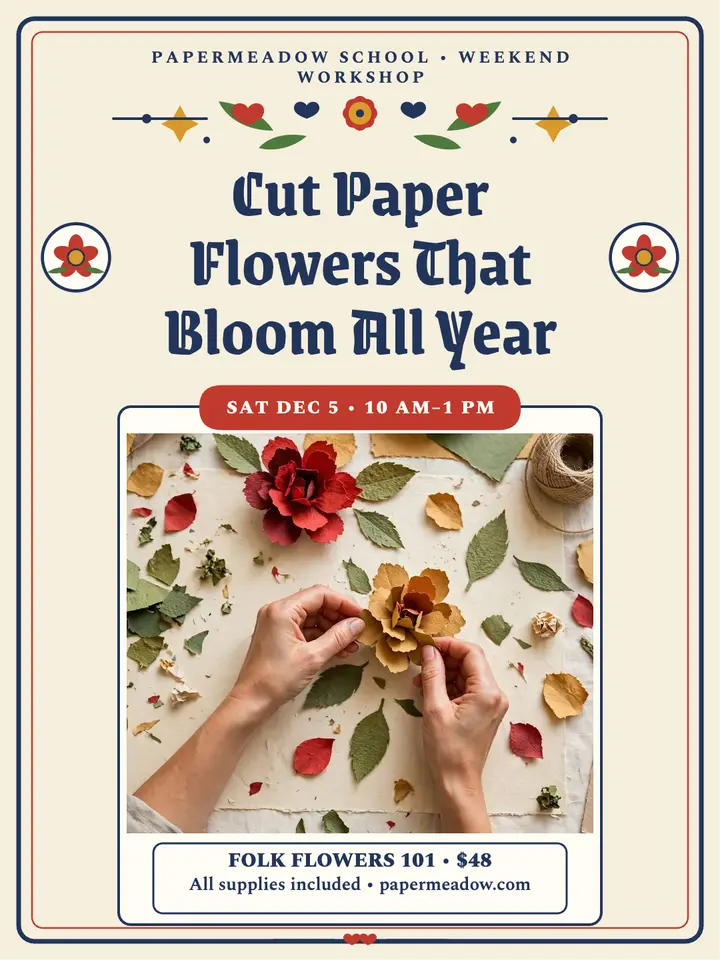Papermeadow folk paper flowers workshop portrait template
