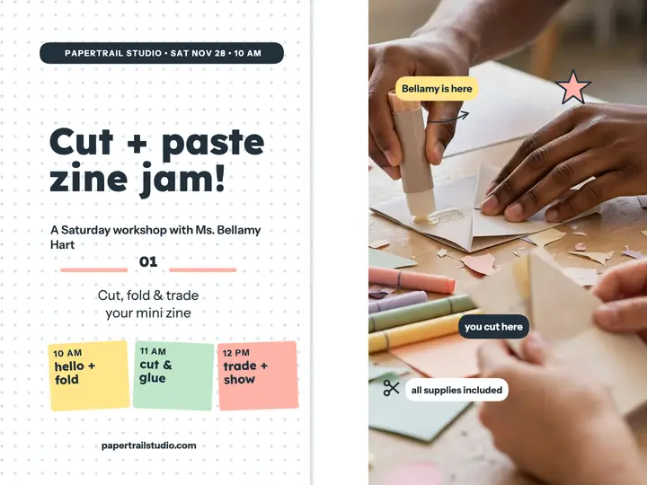 Papertrail zine jam workshop slide template