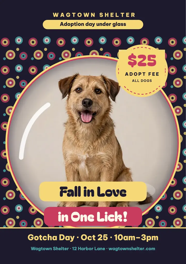 Wagtown Shelter puppy adoption flyer template