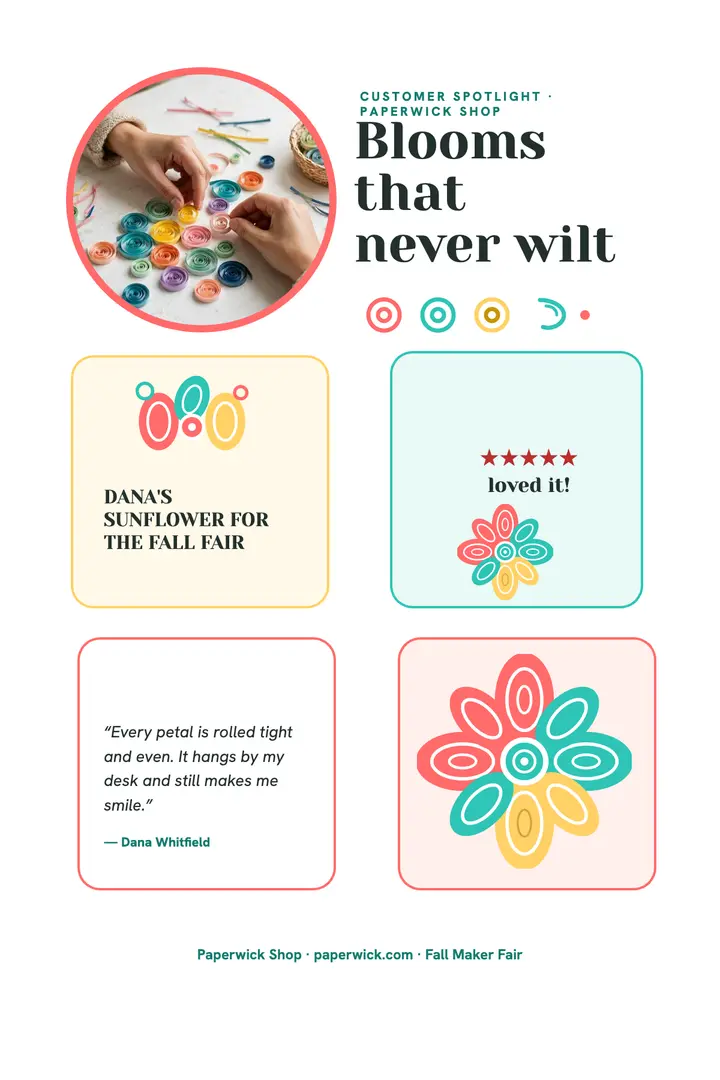 Paperwick quilled blooms review poster: craft review poster template