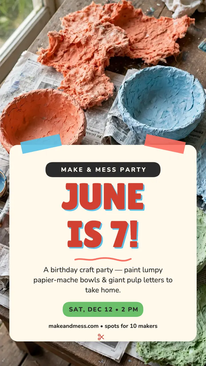June craft birthday party story template