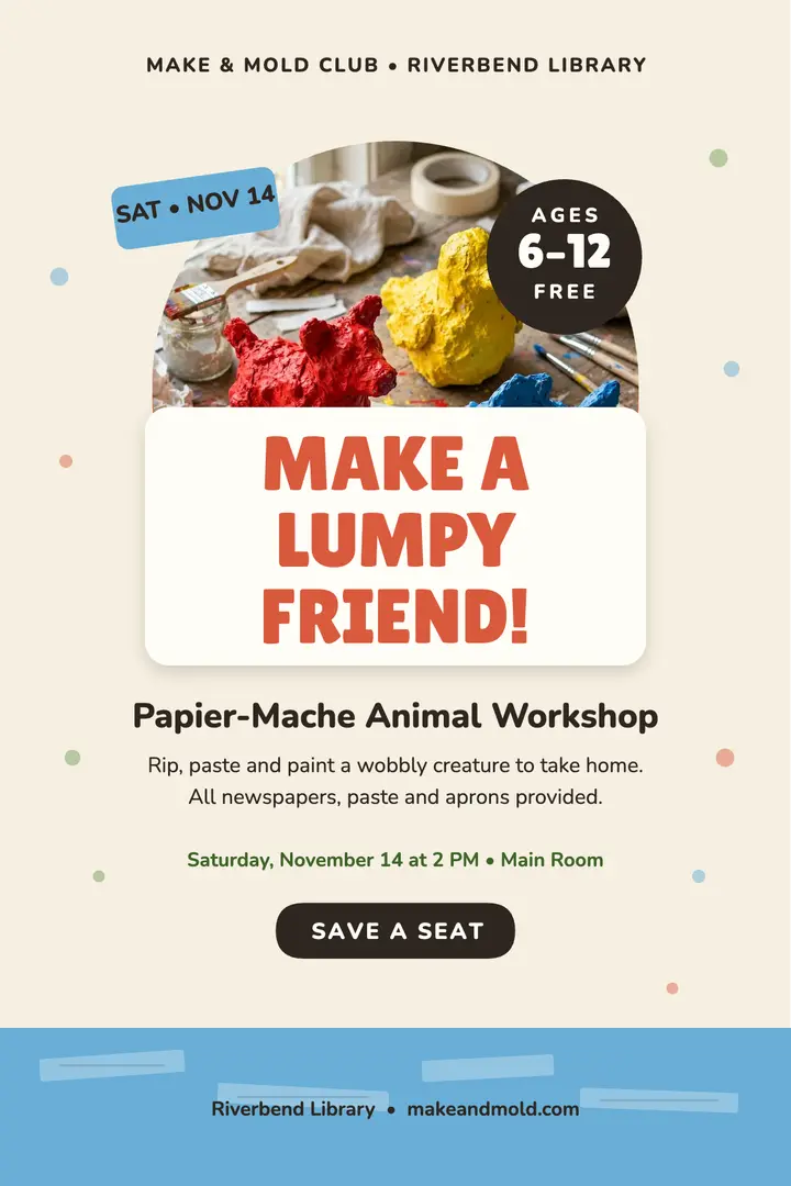 Make a lumpy friend workshop poster template