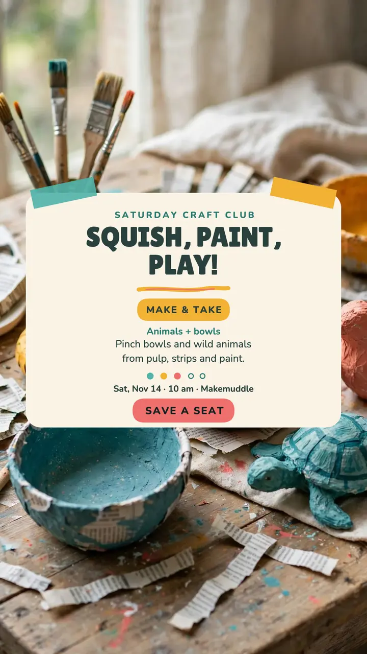 Makemuddle papier-mache craft story: craft workshop story template
