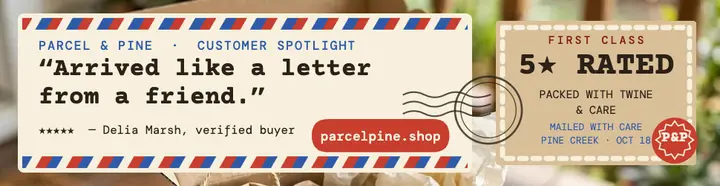 Parcel and Pine review billboard template