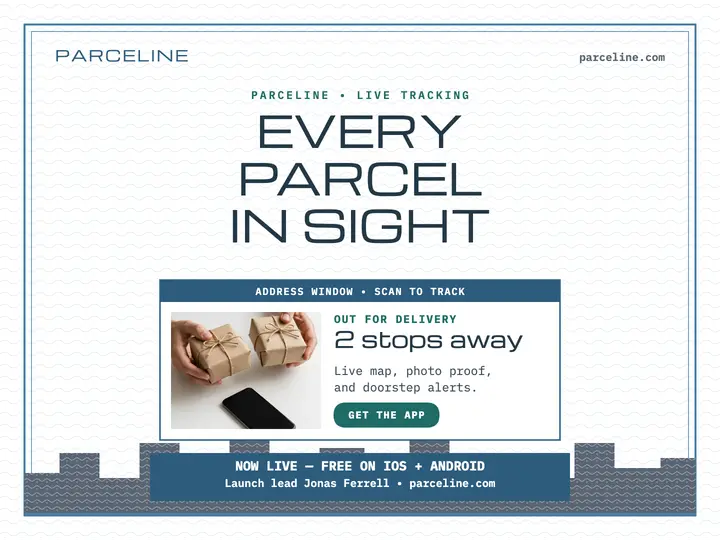 Parceline app launch slide: app launch slide template
