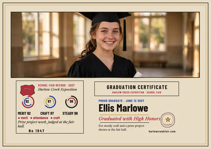 Harlow Creek graduation certificate template