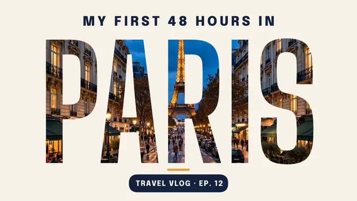 Paris travel vlog thumbnail template