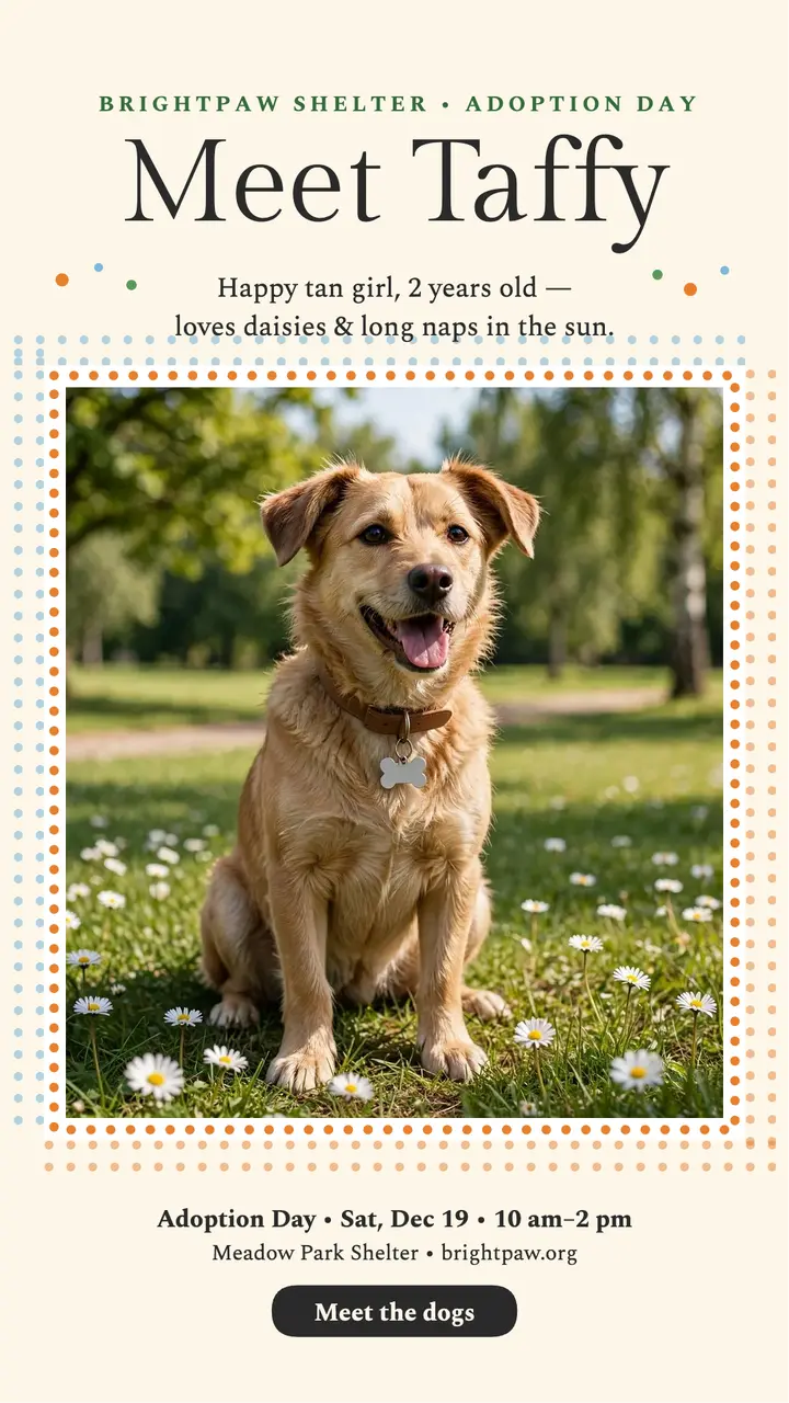 Brightpaw adoption day dot story template