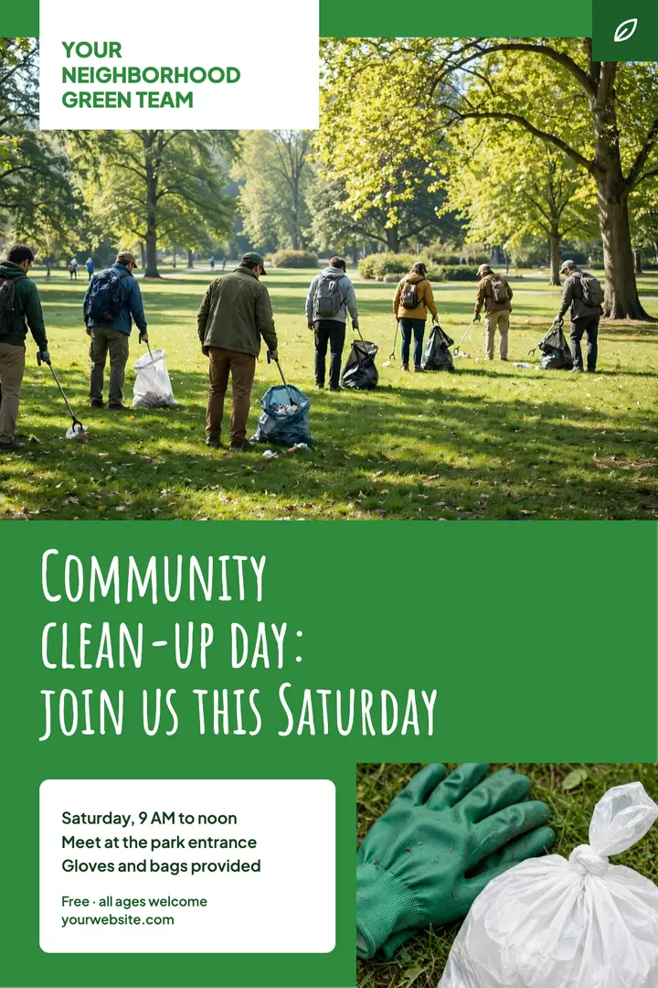 Park clean-up day poster template
