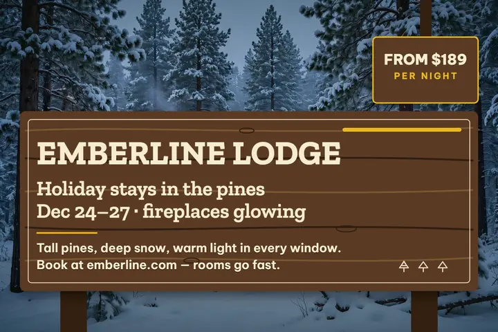 Emberline Lodge holiday park sign postcard: holiday lodge postcard template
