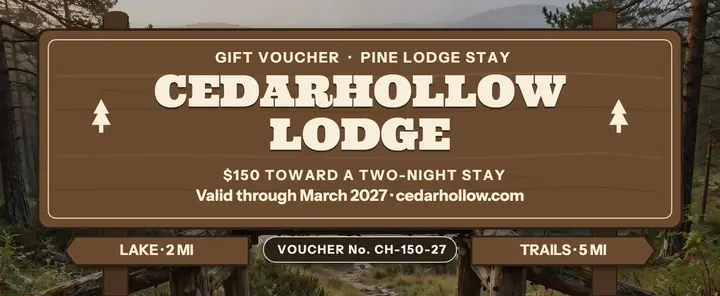 Cedarhollow Lodge park sign voucher template