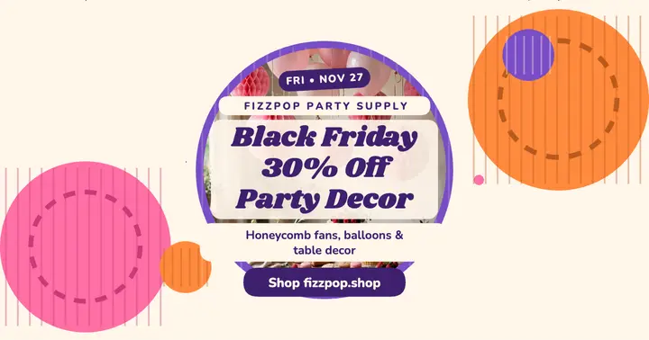 Fizzpop Black Friday party decor post template