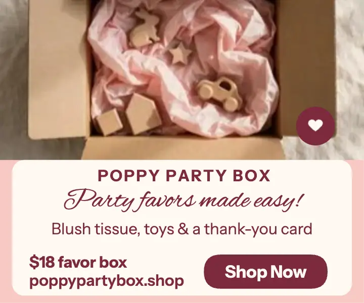 Poppy Party Box birthday favor ad template