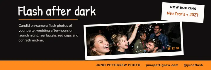 Juno Pettigrew flash party photography header template