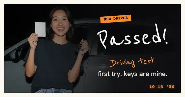 Passed driving test flash snap template