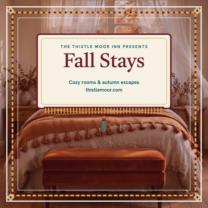Fall Stays Thistle Moor Inn cover: inn getaway podcast cover template
