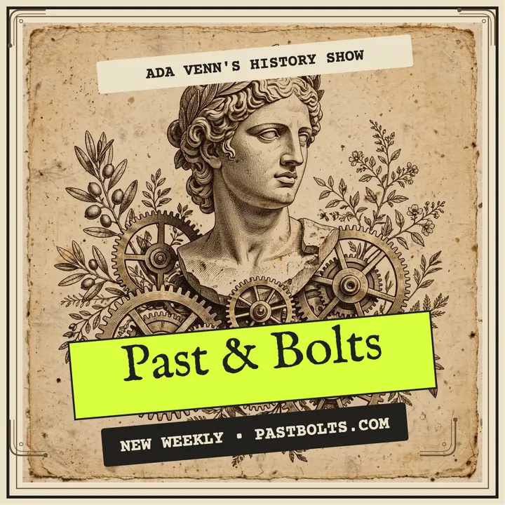 Past and Bolts engraving history podcast cover template