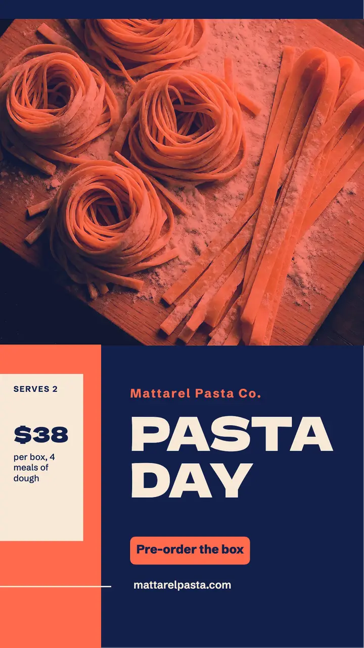 Mattarel pasta box pre-order duotone story template