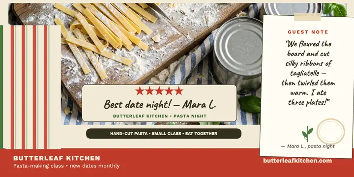 Butterleaf pasta class guest note template
