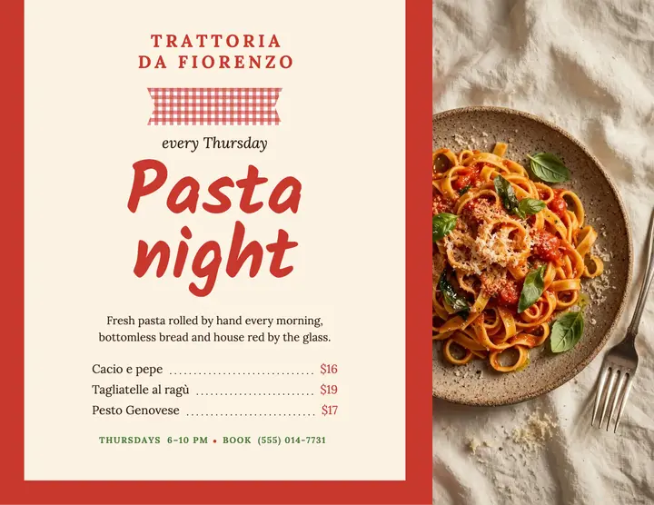 Pasta Night trattoria flyer template
