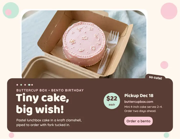 Buttercup Box bento birthday flyer template