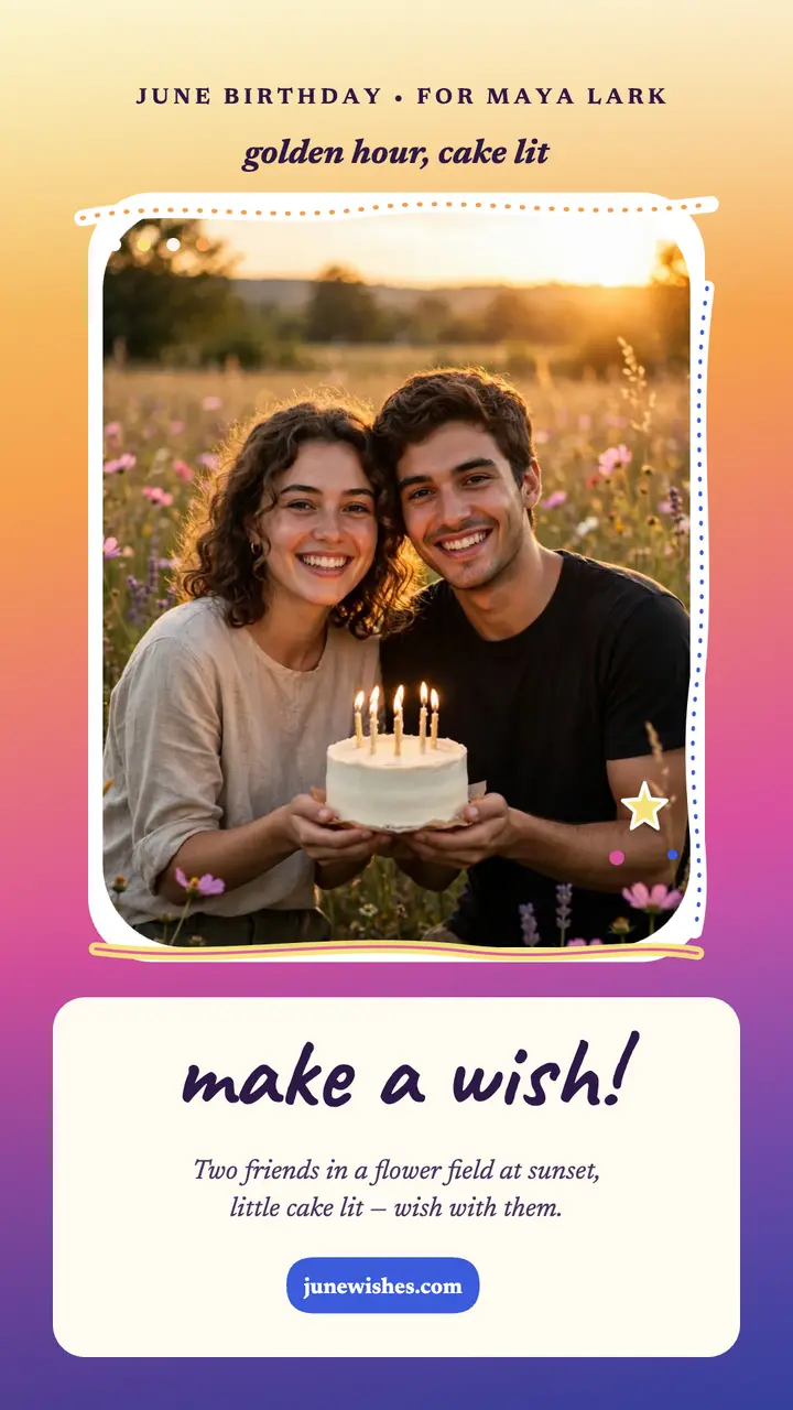 June birthday wish for Maya Lark template
