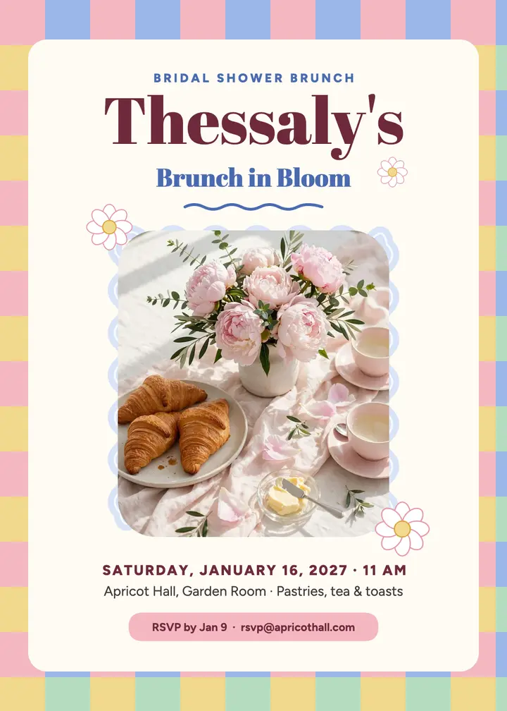 Thessaly bridal shower brunch invite template