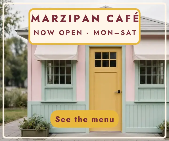 Marzipan Cafe now open ad template