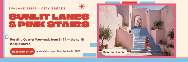 Sunlane Trips sunlit courtyard city break header template