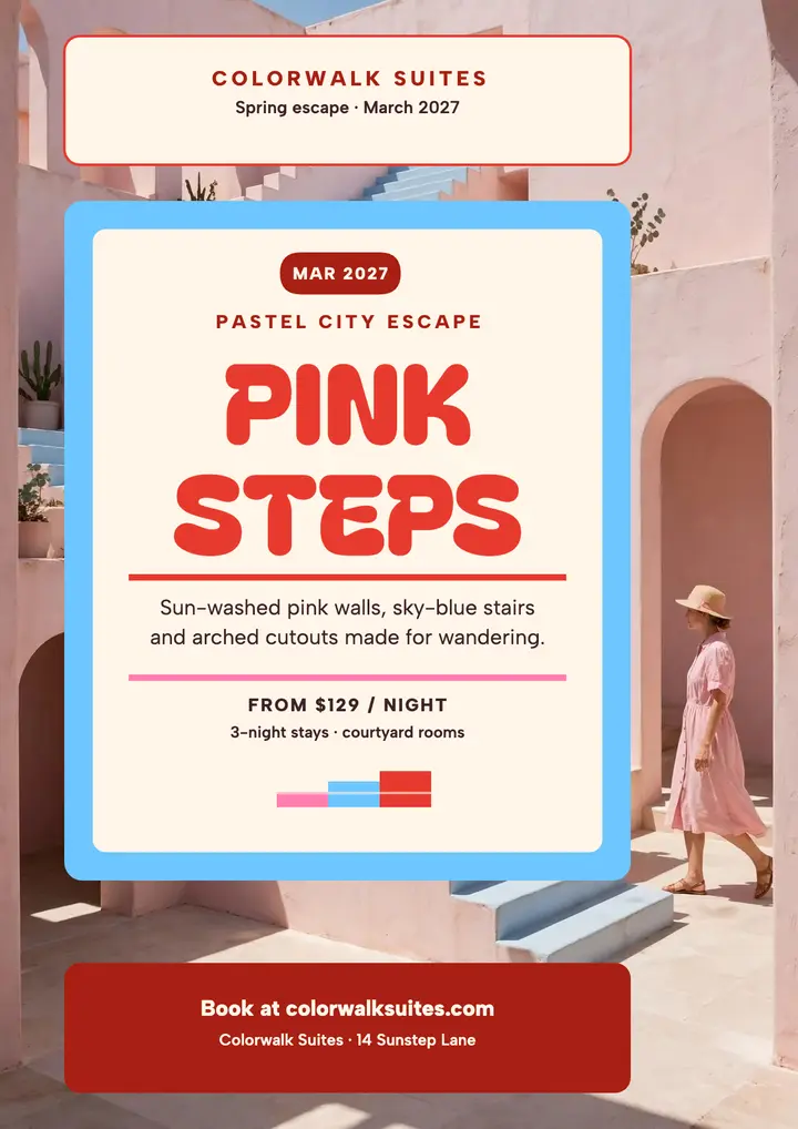 Colorwalk pink courtyard escape flyer template