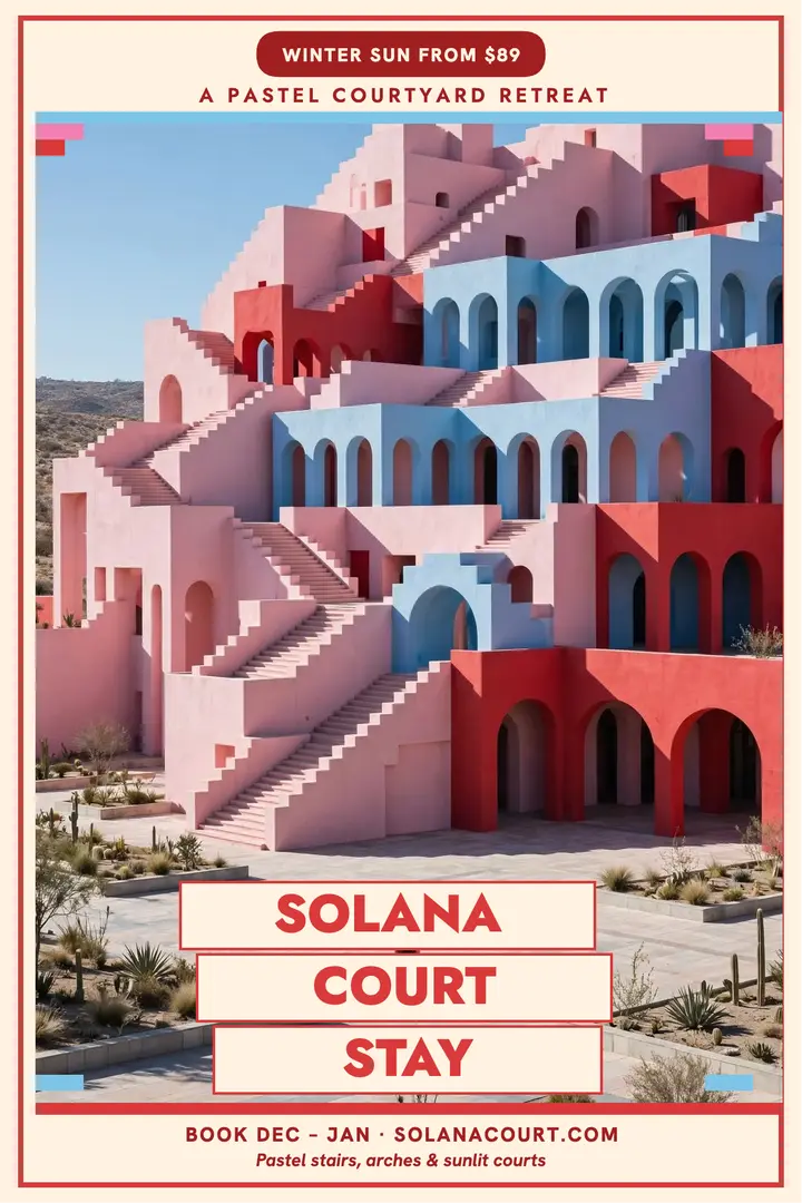 Solana Court pastel courtyard poster template