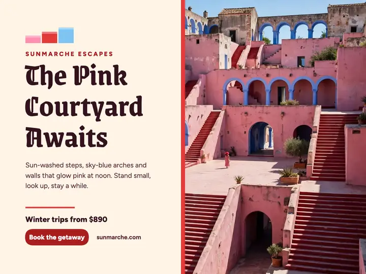 Sunmarche pink courtyard getaway slide template