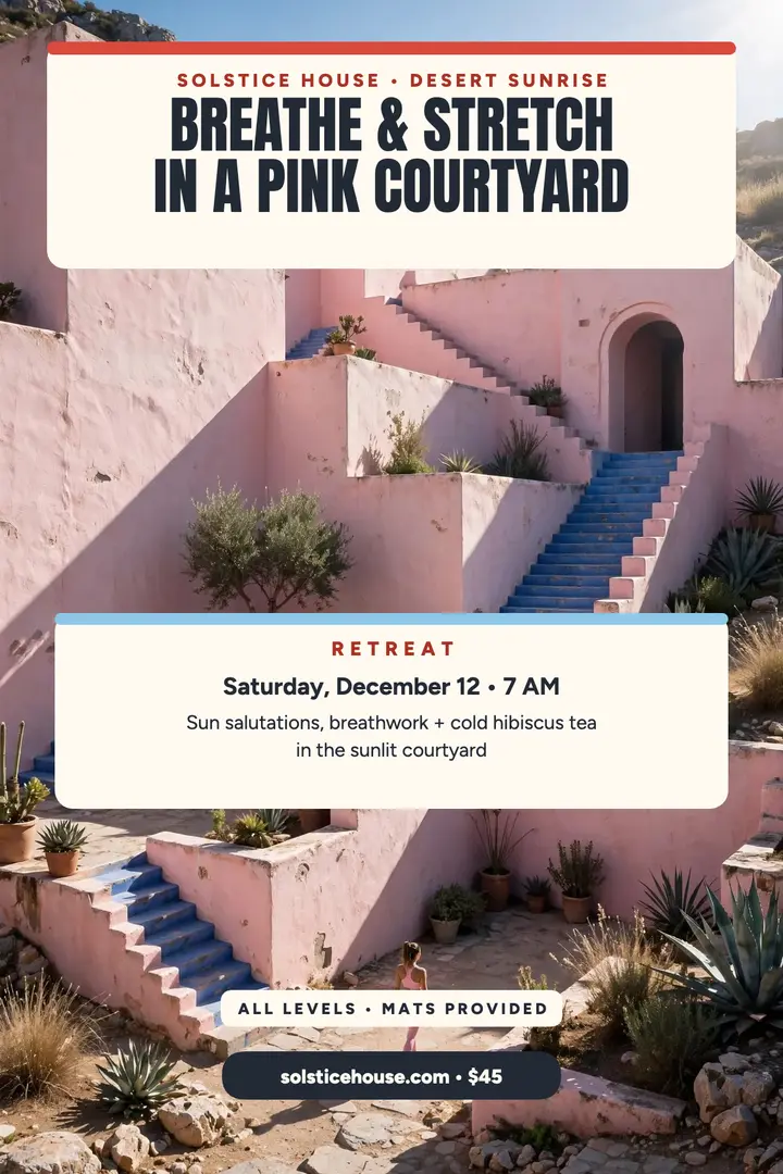 Solstice House sunrise retreat poster template