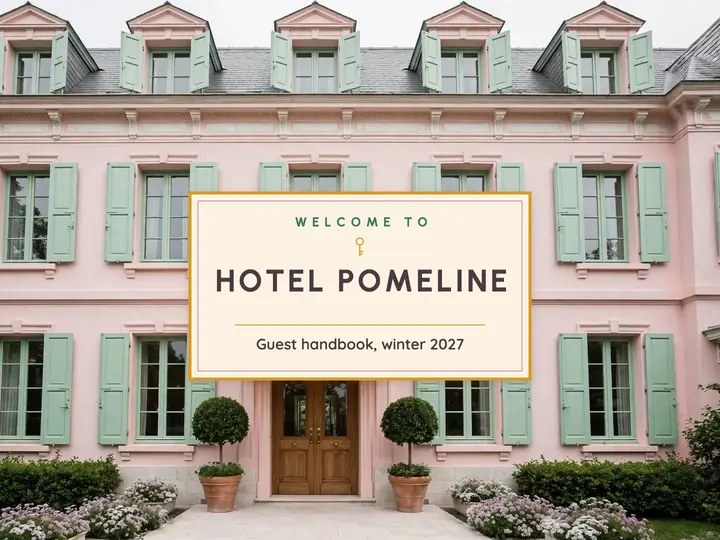 Hotel Pomeline guest handbook title slide template