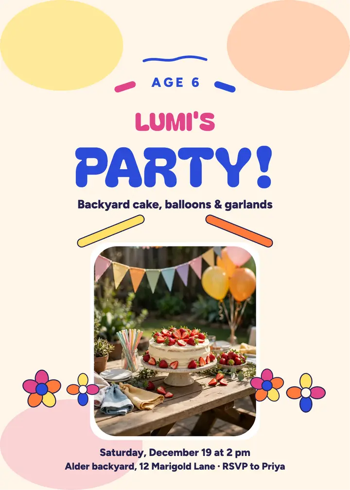 Lumi pastel bloom birthday invitation template