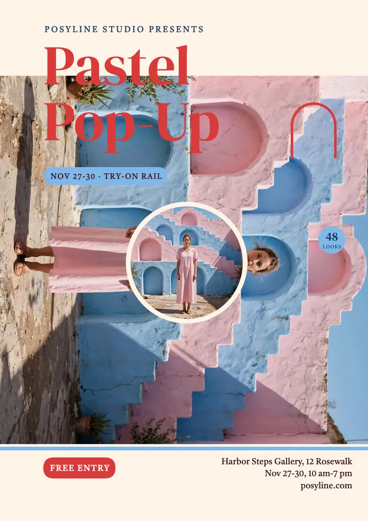 Posyline pastel lookbook pop-up flyer template