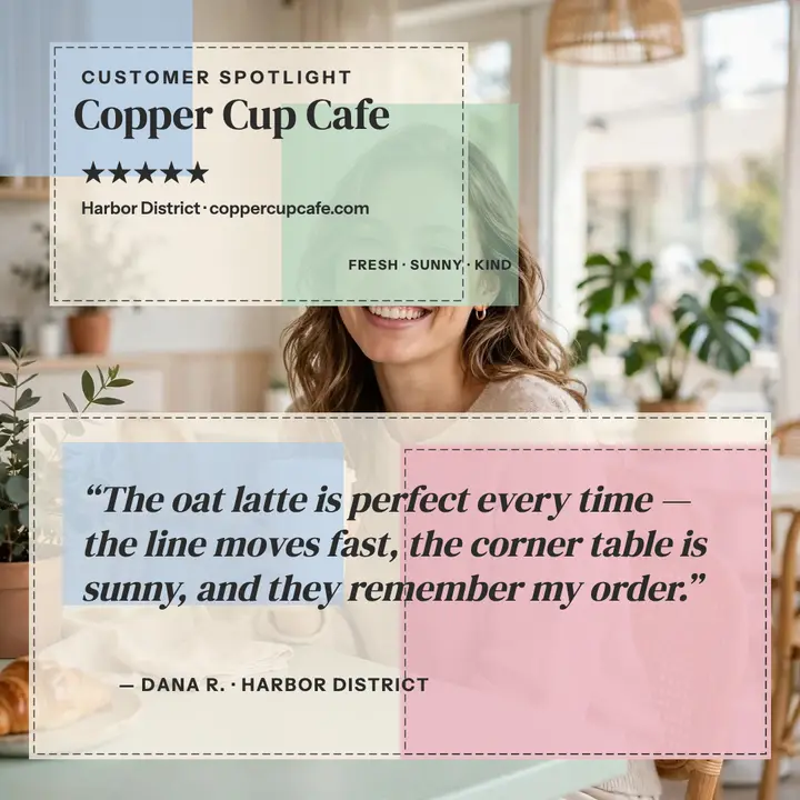 Copper Cup Cafe pastel panes spotlight template