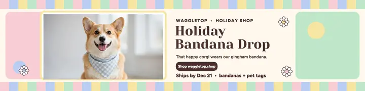 Waggletop holiday bandana shop banner template