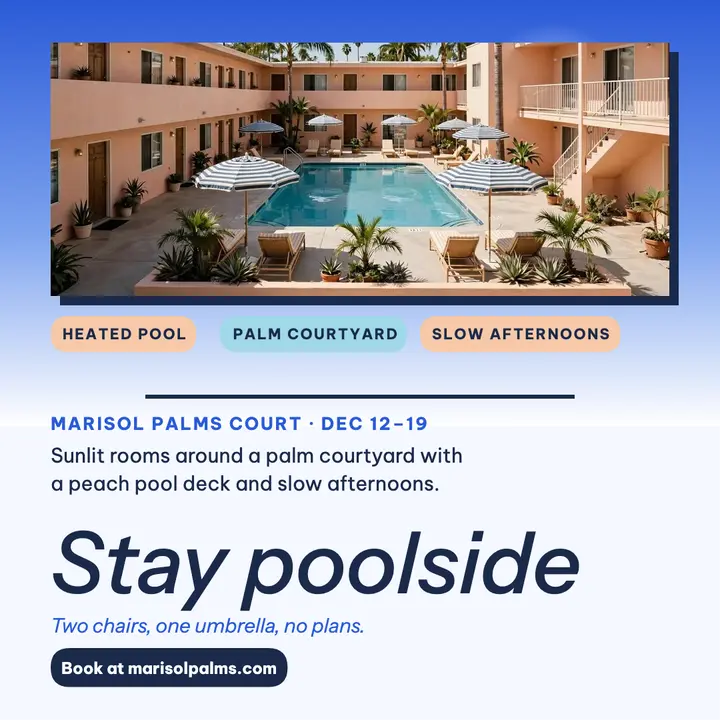 Marisol Palms poolside stay post template
