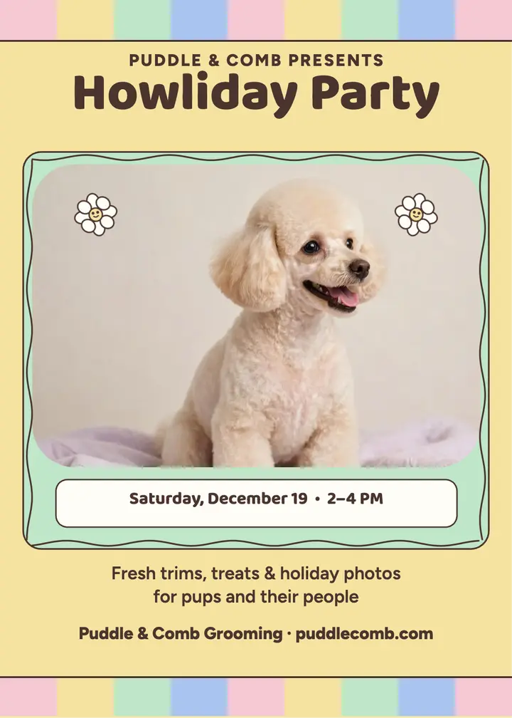 Puddle and Comb Howliday Party invite template